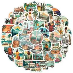 旅行テーマ ステッカーセット 旅行・自然50枚