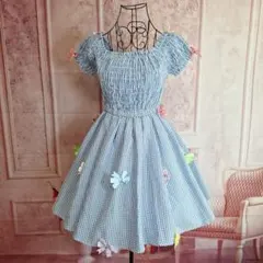 Pumpkin　チェック リボン付き ワンピース ロリータ　メルヘン　dress