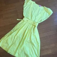レモン色ワンピース　昭和レトロ