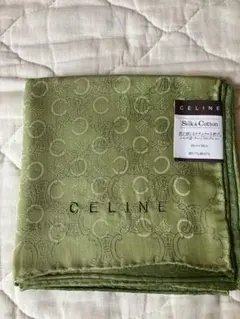 CELINE ハンカチーフ　ロゴ柄　大判　シルク　コットン