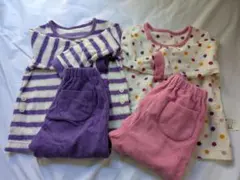 フリースパジャマセット 90cm 紫とピンク