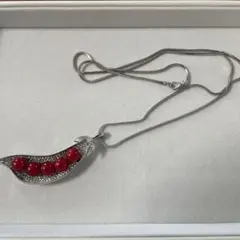 品 ジバンシー ネックレス エナメルレッド ラインストーン シルバー 