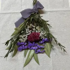 紫スターチスのドライフラワースワッグ 約35cm