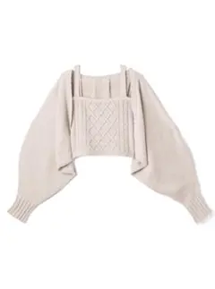 【GRL】ボリュームスリーブカーディガン ケーブル編みキャミソールニット セット