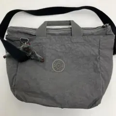 Kipling ショルダーバッグ グレー モンキーチャーム付　中古のサムネイル