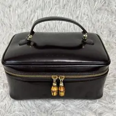 GUCCI グッチ バニティ バンブー エナメル ボルドー 化粧ポーチ
