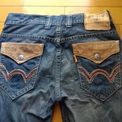 EDWIN デニムXVハーフパンツ 30インチ　ダークブルー　ダメージデニム