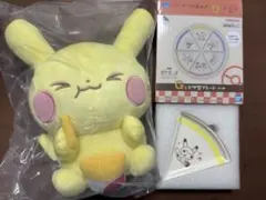 ポケピース 一番くじ ピカチュウ　ぬいぐるみ&ピザ型プレートセット