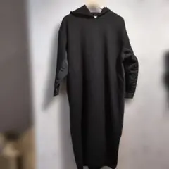 24AW BEAMS HEART 黒 キルティング切り替えロングワンピース