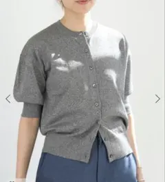 【美品】IENA LEVITAクルーカーディガン シルバーのサムネイル