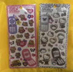 平成はっぴーフォン ステッカー 日焼けギャルキティ＋モノクロギャルキティ