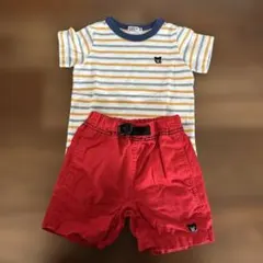 ダブルビー　ミキハウスストライプTシャツと赤ショートパンツセットのサムネイル