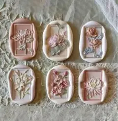 シーリングワックススタンプシーリングスタンプ　封蝋印　ヘッド　フラワー6個セット