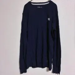 EXPRESS 【M】ネイビー ワッフル長袖カットソー トップス ユニセックスのサムネイル