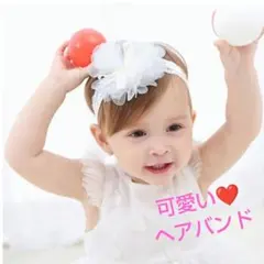 花かんむり♥️ベビーキッズ　カチューシャ ティアラ ヘアバンドp18白