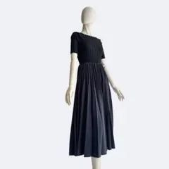 Demi-Luxe BEAMS ランダムプリーツスカート ネイビーのサムネイル