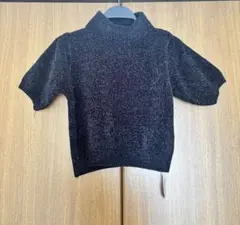 Chico チコ　ラメベロアタートル半袖ニット