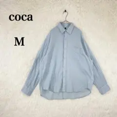 【コカ】メンズ 長袖 ガーゼシャツ 薄手 M 水色 コットン100％