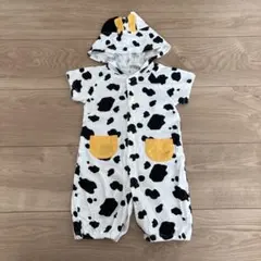 牛柄ロンパース フード付き 50-60cm