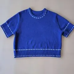 青色 半袖ニット セーター　ZARA
