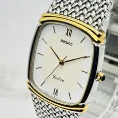 稼働 SEIKOドルチェ コンビ クォーツ 薄型 メンズ 腕時計 ヴィンテージ