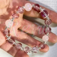 【2本セット】ハンドメイドブレスレット ピンク×紫系