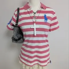 Y2K ラルフローレン ビックポニー ボーダー　ポロシャツ　平成ギャル