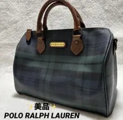 ✨美品✨ ポロラルフローレン ミニボストンバッグ ブラックウォッチ PVCレザー