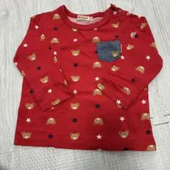 ミキハウス クマ柄 赤 長袖Tシャツ 90