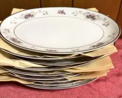 kakunobu china花柄装飾　皿9枚　金彩縁絵付けアンテイーク 洋食器