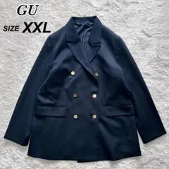GU ジーユー ダブルブレストブレザー 2XL 紺ブレ 金ボタン 大きいサイズ
