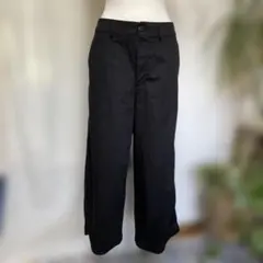 ブラック 綿生地ワイドパンツ