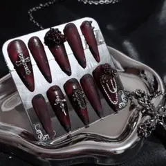 ネイルチップ ゴシック オーダー受付 地雷系 Y2K ゴスロリ クロム ダーク