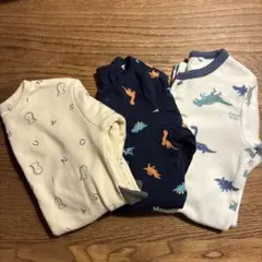ロンパース　ボディーオール　60〜70cm 男の子　恐竜柄　3点セット