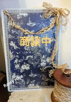 1681:商談中♥　ブルーエンジェル　メタルサインプレート 　天使/薔薇　新品