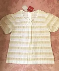 【新品未使用】 ピンク ハウス 丸首2色ボーダーブラウス(半袖)タグ付き