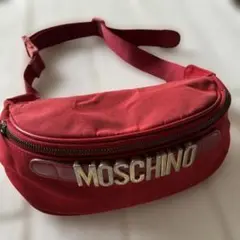 90s ビンテージ　モスキーノ　ボディバッグ　ウエストポーチ　赤　ゴールド