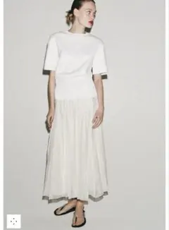新品タグ付き　ZARA コントラストフルイドスカートXS ザラ　ロングフレアのサムネイル