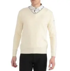 ウール混　長袖　セーター　サイズ2XL メンズ　ホワイト　新品タグ付き　秋冬