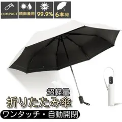 晴雨兼用 折りたたみ傘 ワンタッチ 自動開閉 完全遮光 紫外線対策 ホワイト