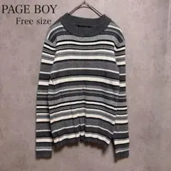 PAGEBOY ボーダーニット フリーサイズ グレー系 リブニット カジュアルのサムネイル