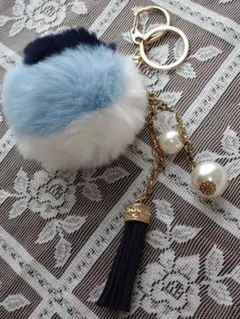 エコファー キー チャーム タッセル パール 　未使用