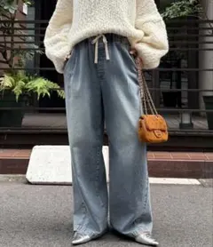 DOUDOU☆デニムワイドイージーパンツ　38