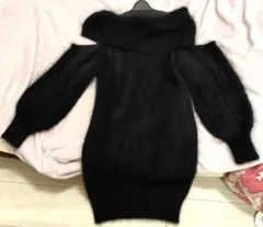 snidel オフショル肩開きニットワンピース　濃紺