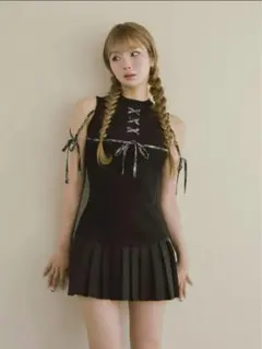 ダーリッチ ドッキングレースアップミニワンピース