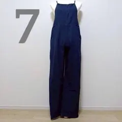 Jeans サロペット　オールインワン　バックリボン　デニム　7号　S ネイビー