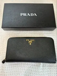 PRADA ￼ブラックレザー長財布 1ML506 正規品フルセット美品￼箱付き