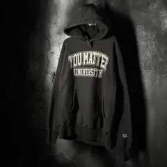 Champion REVERSE WEAVE フーディー　リフレクターロゴ　黒