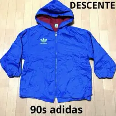 90年代 アディダス デサント製 トレフォイル刺繍 ナイロン ジャケット 150