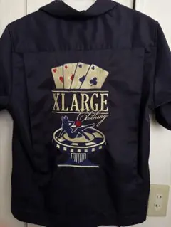 【⠀値下げ交渉可能】XLARGE トランプ刺繍 半袖シャツ M ネイビー